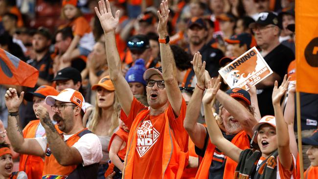 Giants fans during the AFL Opening Round match between the GWS Giants and Collingwood Magpies at Engie Stadium, Sydney on  March 9, 2024.  Photo by Phil Hillyard(Image Supplied for Editorial Use only - Phil Hillyard  **NO ON SALES** - Â©Phil Hillyard )