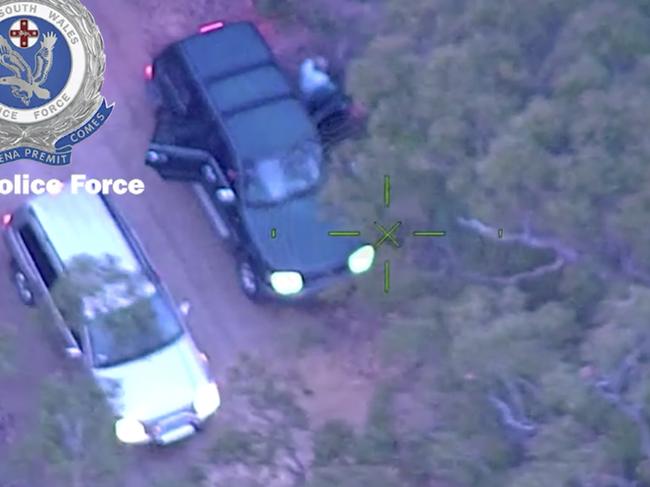 The accused were found in two cars by police after a huge search operation. Picture: PolAir