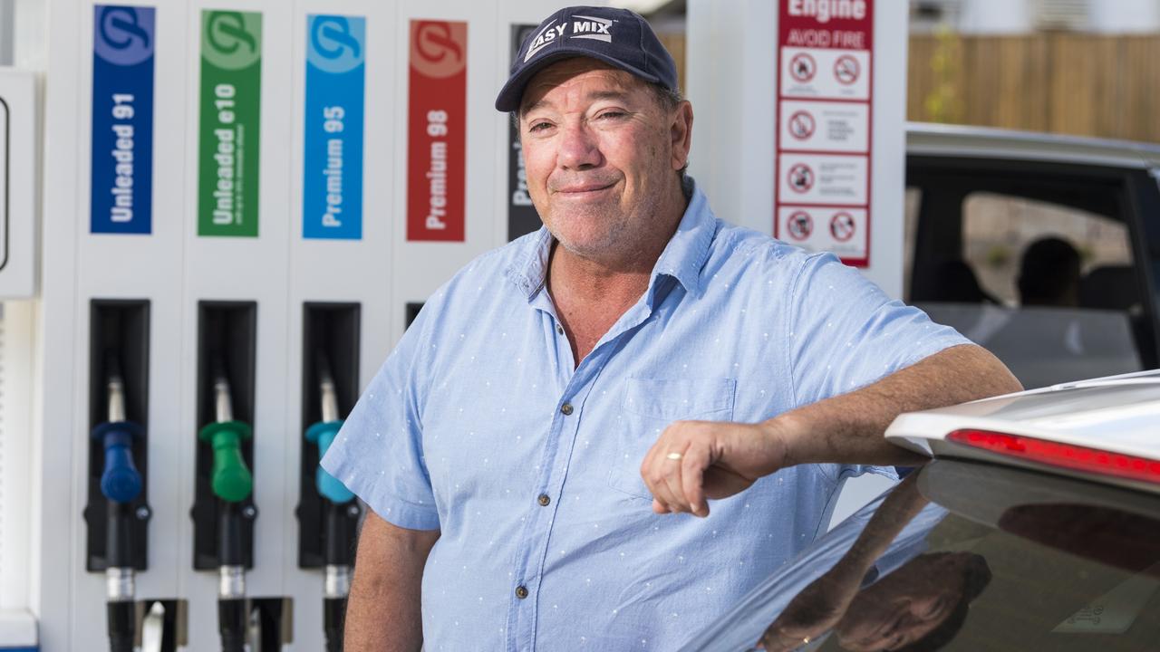 Business owner John Round fills up at the Pearl Energy petrol station at Harlaxton on Monday. Picture: Kevin Farmer