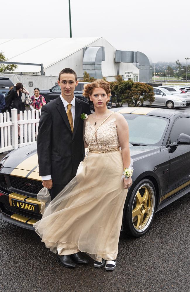 Graduate Blake Cutter with partner Shay Cherry at Clifford Park Special School formal at Clifford Park Racecourse, Wednesday, November 20, 2024. Picture: Kevin Farmer