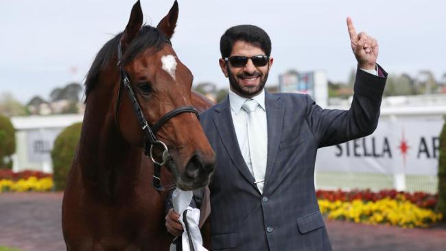 Trainer Saeed Bin Suroor with Caulfield Cup winner Best Solution. Picture: AAP 