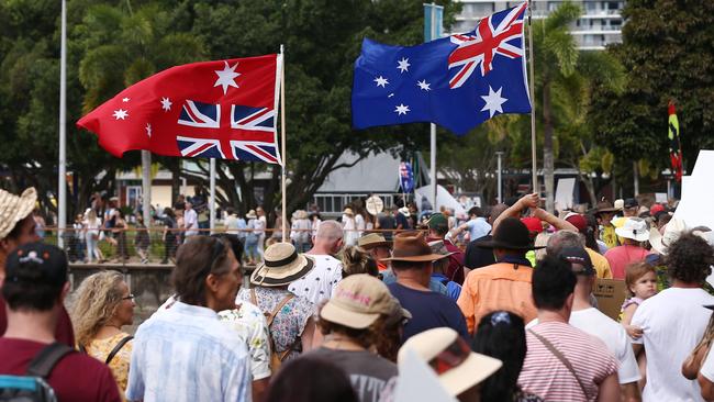 Hundreds of Far North Queensland residents attended the Freedom Rally held near Muddy's Playground earlier this year. PICTURE: Brendan Radke