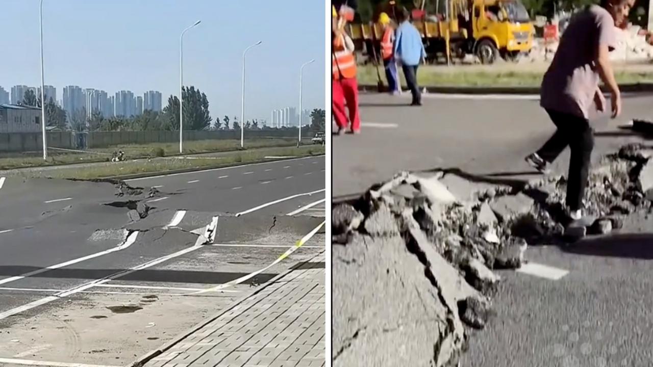 Giant Crack In Road Sparks Chaos, Residents Evacuated In China | News ...