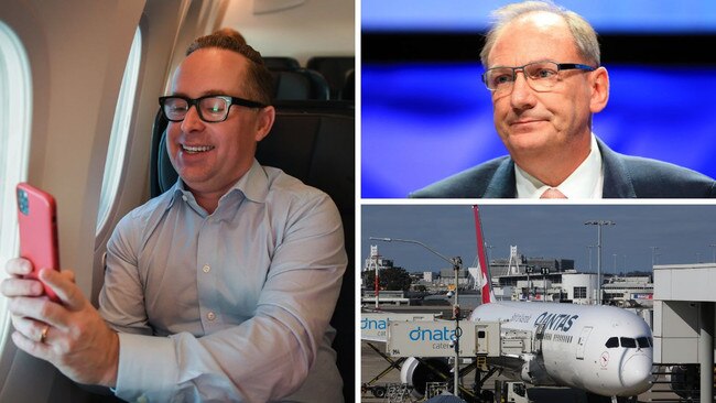 Alan Joyce, left, could miss out on a $16m bonus in an early test for incoming chairman John Mullen, top right.