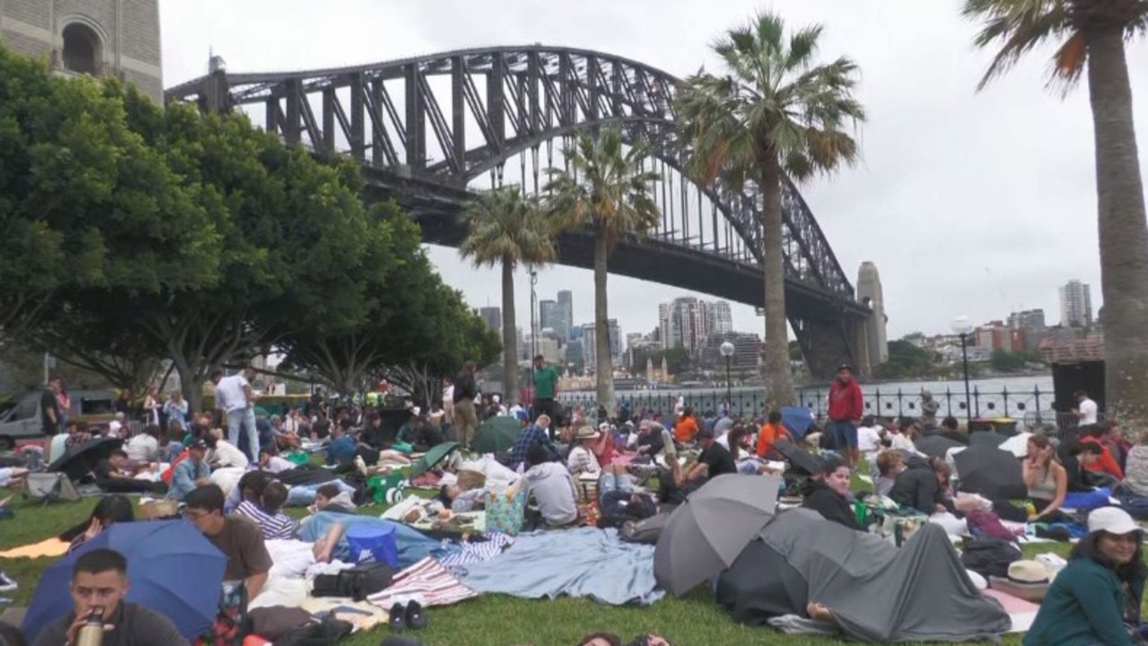 The Rocks in Sydney were full of people by midday. Picture: Nine News