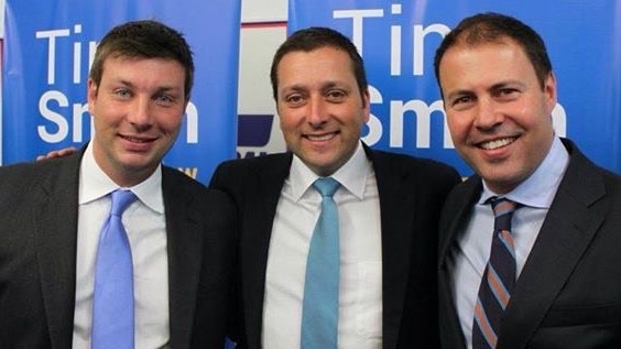 Liberal politicians Tim Smith, Matthew Guy and Josh Frydenberg.