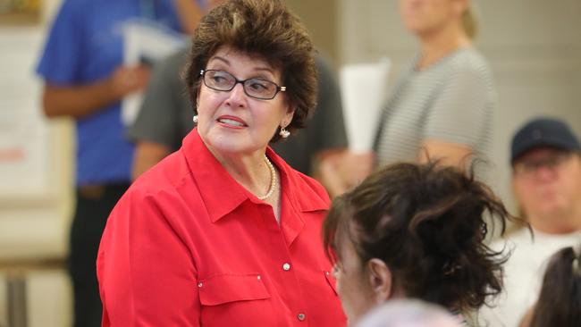 Cr Daphne McDonald at a town hall meeting. Picture Glenn Hampson.