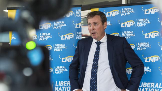 Garth Hamilton talks to media after the Liberal National Party's membership chose him to stand at the Groom by-election, Sunday, October 25, 2020. Picture: Kevin Farmer