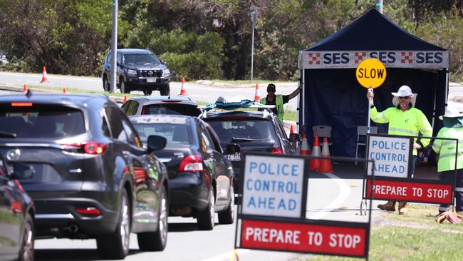 Traffic on the Gold Coast Highway at the Queensland-NSW border. Picture: Jason O'Brien