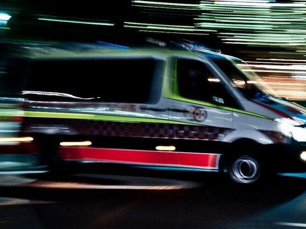 Ambulance night lights, QAS ambos paramedics stock image