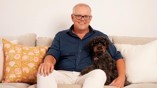 NEWS360 FEATURE >EMBARGOED TILL 28th of APRIL 24 >Former Prime Minister Scott Morrison with family dog Buddy, who is mentioned in the opening lines of his new book, Plans for Your Good: A Prime Minister’s Testimony of God’s Faithfulness. The book which will be published by Thomas Nelson US/HarperCollins on May 1. Pictures: Adam Taylor