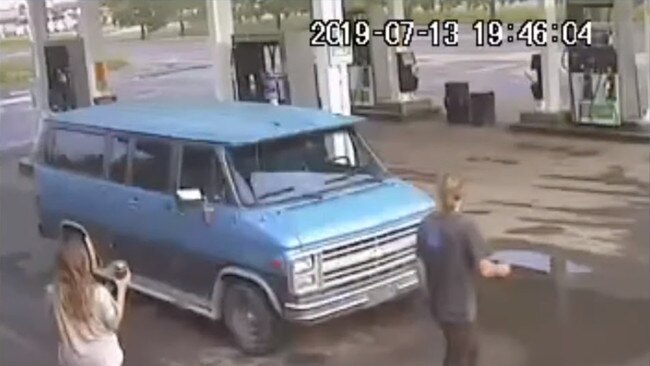 CCTV of Lucas Fowler and partner Chynna Dees at a petrol station in Fort Nelson on 13 July. Picture: Supplied