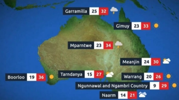 SBS World News has been using Indigenous names for Australian capitals on weather maps since February last year. Picture: SBS