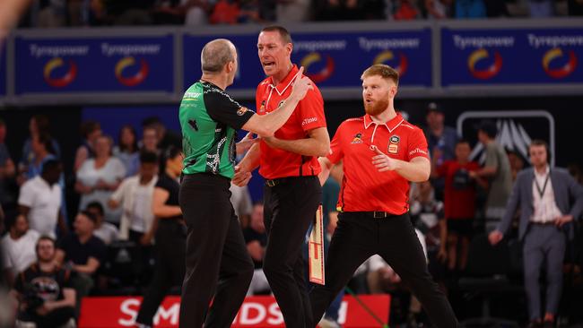 Perth Wildcats Head Coach John Rillie challenged the decision and had the ‘push’ call overturned. Picture: Getty Images