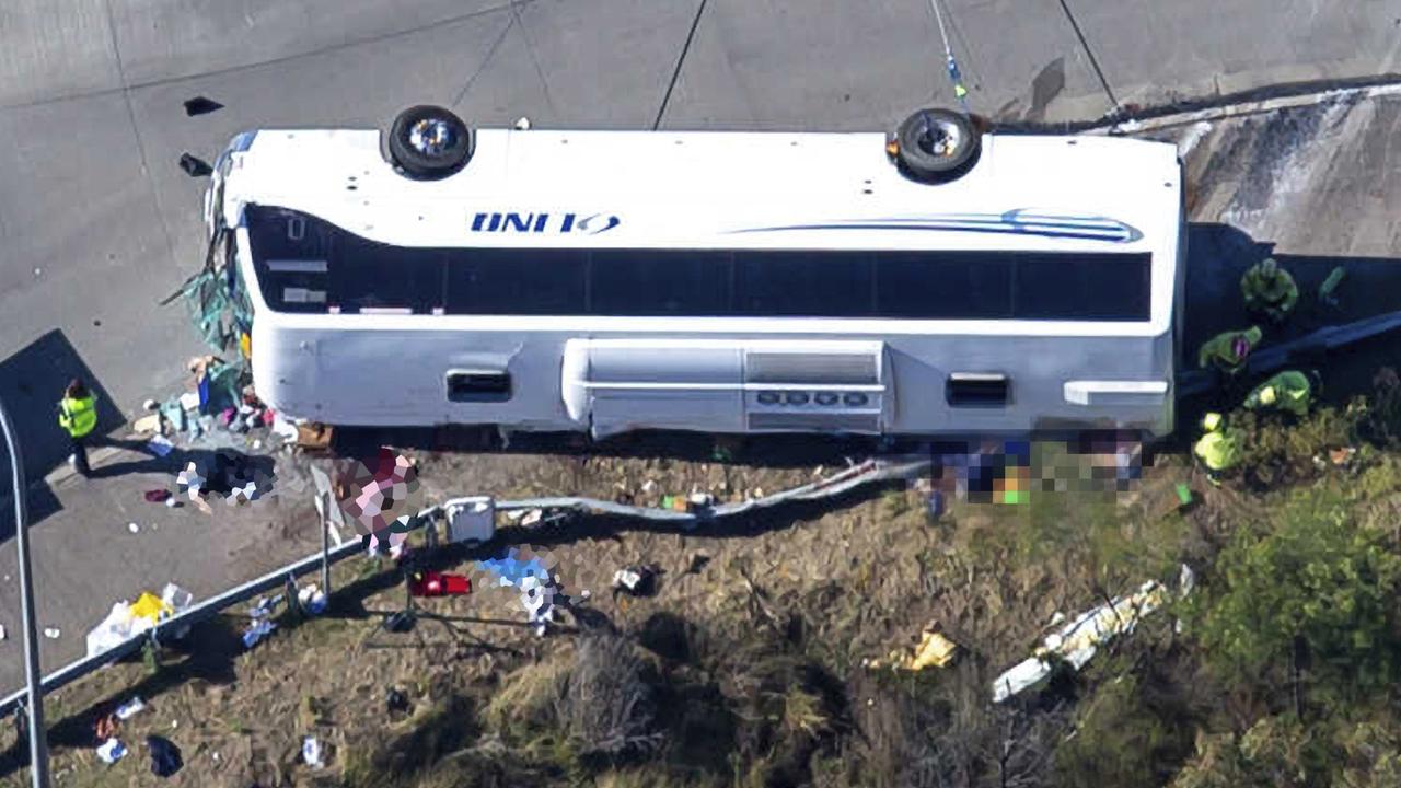 The bus was carrying guests home from a wedding when it crashed. Picture: Christian Gilles