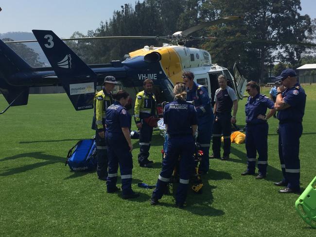 A man, 23, was seriously injured when he passed out and landed on the angle grinder he was working with. Picture: CareFlight