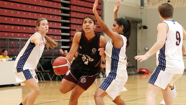 Logan Basketball QSL guard Maya Entrop from Marsden State High. Picture: AAP/Josh Woning