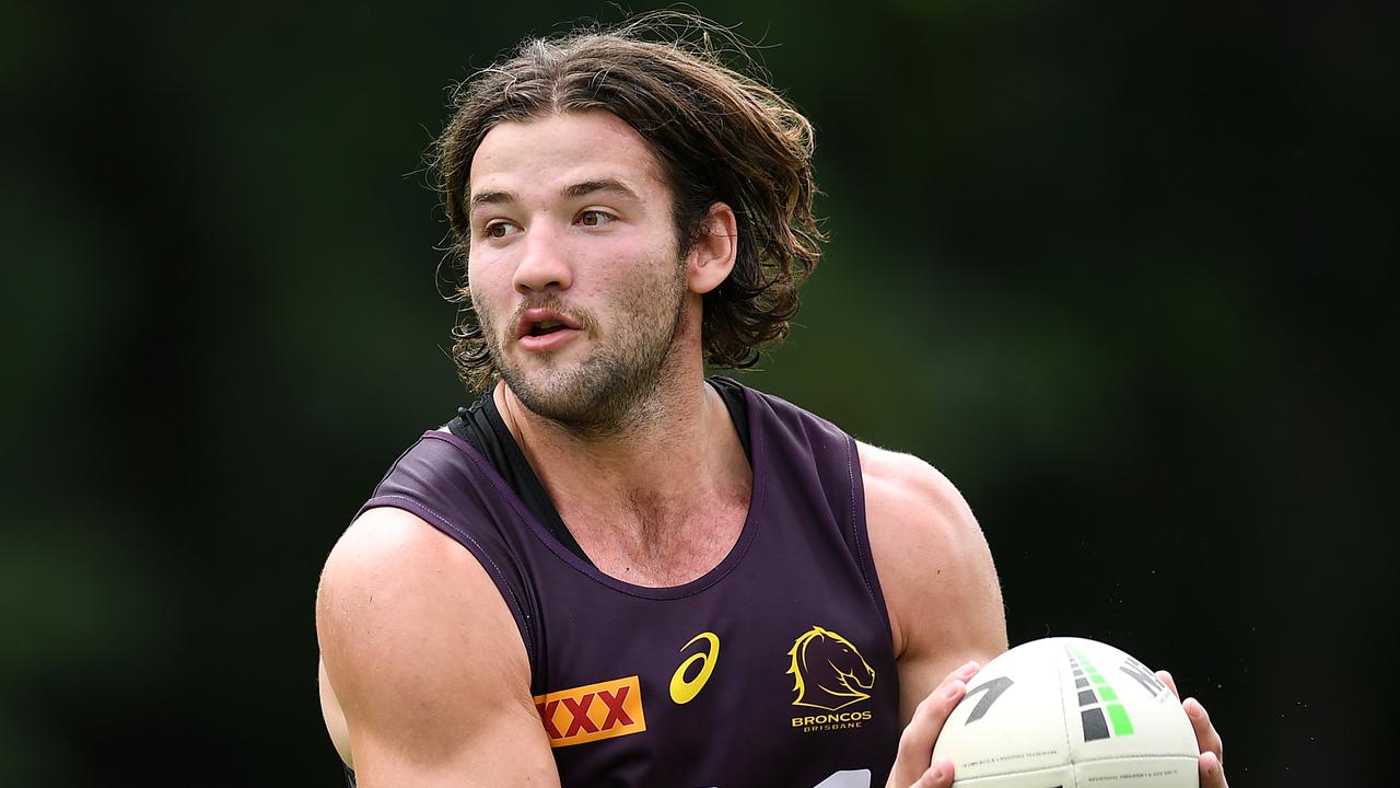 BRISBANE, AUSTRALIA - JANUARY 06: Patrick Carrigan in action during a Brisbane Broncos NRL training session on January 06, 2022 in Brisbane, Australia. (Photo by Albert Perez/Getty Images)