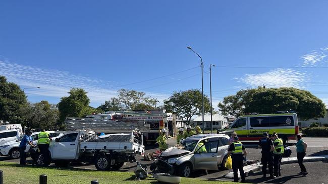 Emergency crews on the scene of a crash in Ingham.