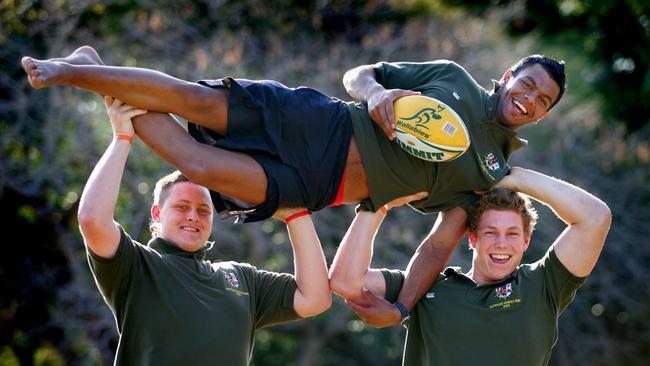 Australian Schoolboys Rugby Union players Kurtley Beale (top), Daniel Roach and David Pocock. PicDarrenEngland.