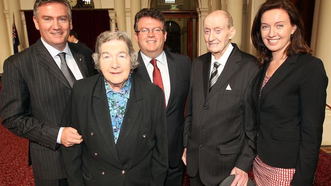 Eddie McGuire with his mother Bridie, brother Frank, father Eddie Snr and sister Brigette.