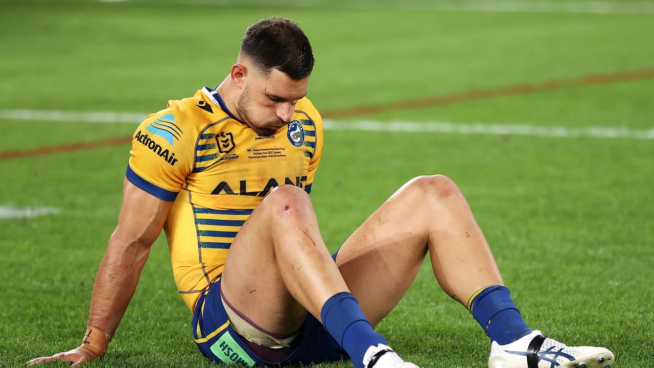 Ryan Matterson of the Eels looks dejected after defeat in the 2022 NRL Grand Final match between the Penrith Panthers and the Parramatta Eels.