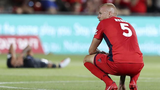 Taylor Regan was spotted meeting Reds officials on Monday afternoon with his future with the A-League club in doubt. Picture Sarah Reed