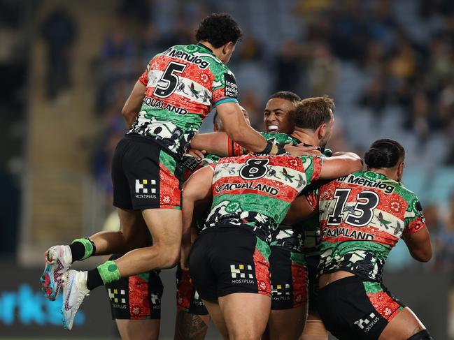 It’s been a miserable year for Souths fans, but the Rabbitohs showed some moments of brilliance as they piled 42 points on Parramatta. Picture: Getty Images