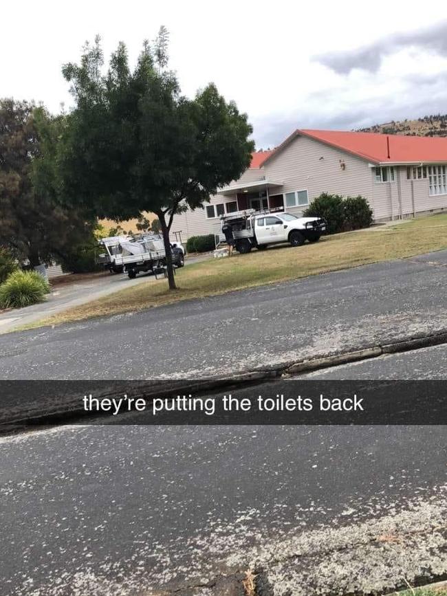 Toilets being reinstated at a school in New Norfolk. Picture: Jess Coppleman