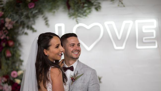 Jess and Jake Munday at their wedding. Picture: Supplied