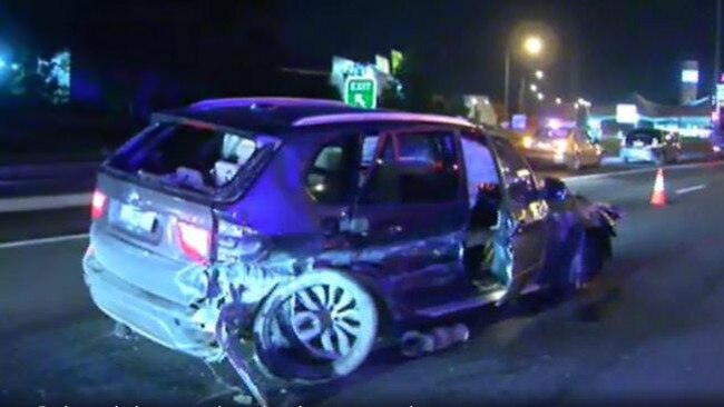 Four teens charged after BMW packed with nine people crashes into pole on Westgate Bridge.