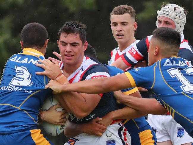 Zach Fittler, pictured playing the Roosters’ Harold Matthews Cup side in 2002, excelled at both rugby codes. Picture: Jeremy Ng