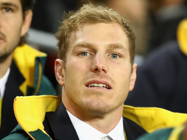 SYDNEY, AUSTRALIA - JUNE 25: Injured Wallaby player, David Pocock watches on from the stands during the International Test match between the Australian Wallabies and England at Allianz Stadium on June 25, 2016 in Sydney, Australia. (Photo by Cameron Spencer/Getty Images)