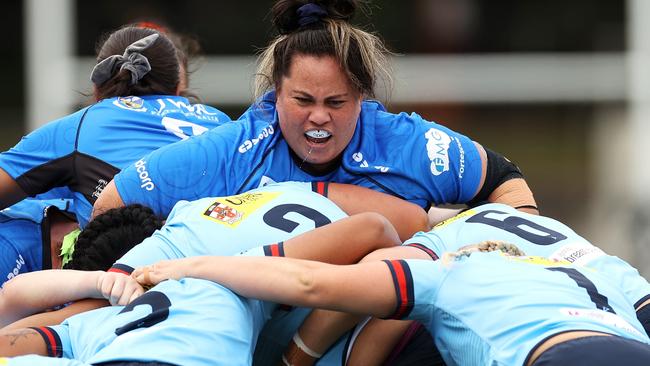 Raewyn Tuheke of the Force calls instructions in the maul during the round two Super W match between the NSW Waratahs and the Western Force at Leichhardt Oval last year. Picture: Getty Images