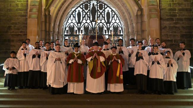 Priests and their attendants who took part in the final Lartin mass.