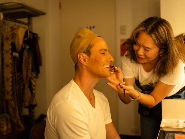 Rohan Browne getting into character as Lumiere for Beauty and the Beast the Musical. Picture: Jason Edwards