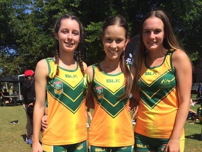 Amy Dufour, Rachel Jeffs and Jess Potts of Newcastle Touch. Picture: Contributed