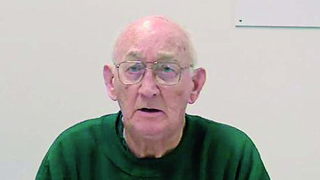 Pedophile and former Catholic priest Gerald Risdale appears via videolink from prison. He died on Tuesday.