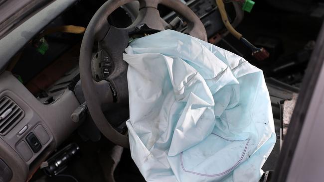 Airbags are triggered by a small explosive charge needed to rapidly inflate them. Photo: Joe Raedle/Getty Images/AFP