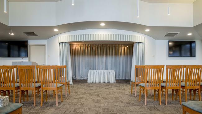 Inside the chapel at the Allambe Memorial Park. Picture: Jerad Williams