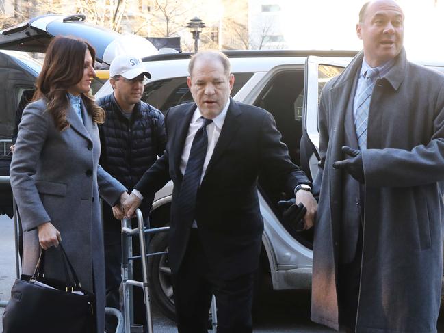 Harvey Weinstein arrives at a Manhattan court for the first day of opening statements at his trial. Picture: AFP