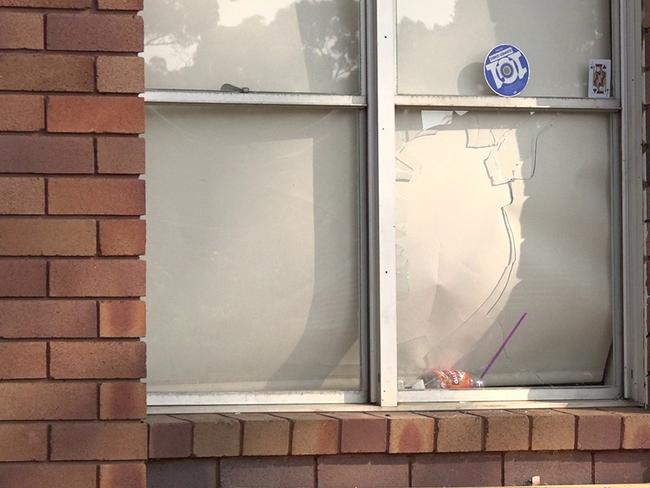 Smashed glass seen at a house in Cartwright. Picture: TNV