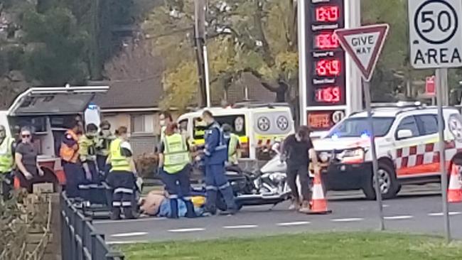 A man in his 40s was left with chest and facial injuries after a motorcycle accident in Emu Plains.