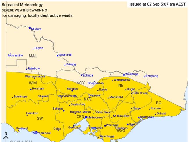 The Bureau of Meteorology has issued a severe weather warning for Victoria, which has resulted in the abandonment of today's Moe meeting.