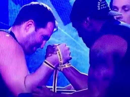 Wendell sailor breaks NRL player Ben Ross arm bicep on footy show arm wresting challenge 11 june 2015