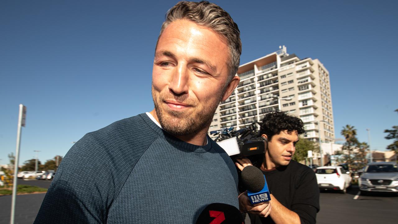 Sam Burgess on his way out the door. Picture: Julian Andrews