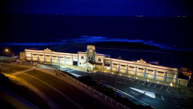 Beautiful view of the Newcastle Ocean Baths at night-time. Supplied Newcastle Council.