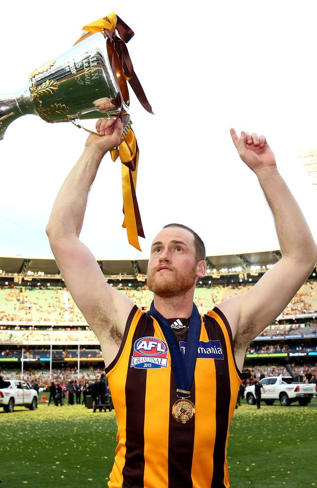 Jarryd Roughead celebrates Hawthorn’s grand final victory in 2015. Picture: Mark Dadswell.