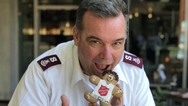 The Salvation Army’s Major Brendan Nottle with a Gingerbread Nottle in 2018.