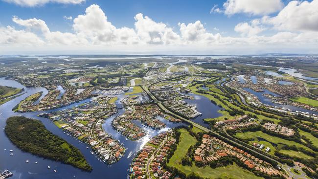 The gym accident happened at Hope Island, which is pictured in this aerial photo.